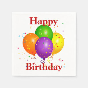 Guardanapo De Papel Feliz aniversário Balões e Confetti