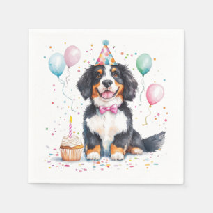 Guardanapo De Papel Feliz Aniversário Bernese Mountain Dog