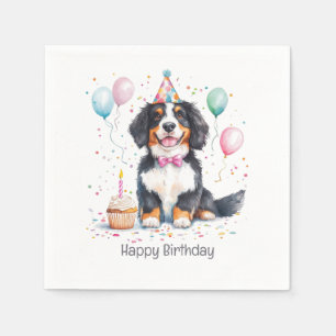 Guardanapo De Papel Feliz Aniversário Bernese Mountain Dog