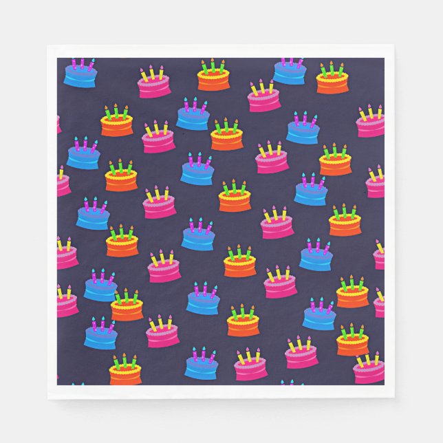 Guardanapo De Papel Feliz Aniversário, Bolo com Velas, (Frente)