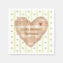 Guardanapo De Papel Feliz aniversário Bom padrão cardíaco feminino