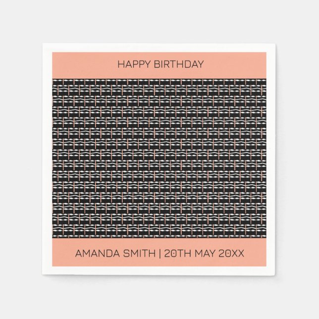 Guardanapo De Papel Feliz Aniversário, Bom Padrão para a África Étnica (Frente)