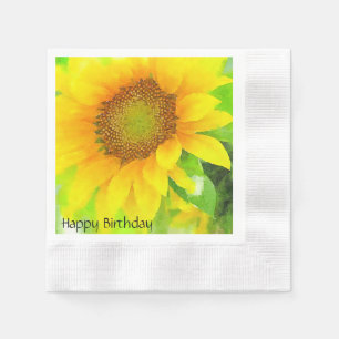 Guardanapo De Papel Feliz Aniversário~Brilho e Amarelo Brilhante