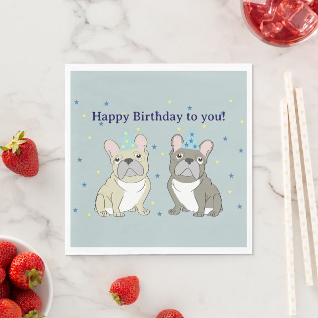 Guardanapo De Papel Feliz aniversário buldogue francês (Insitu)