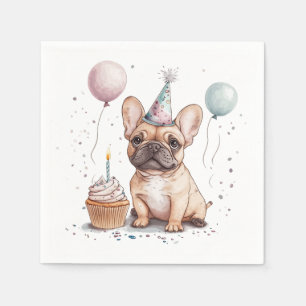 Guardanapo De Papel Feliz Aniversário Bulldog Francês