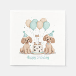 Guardanapo De Papel Feliz Aniversário - Cachorros de Poodle Standard