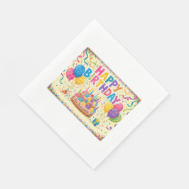 Guardanapo De Papel Feliz aniversário cartão brilhante alto em branco