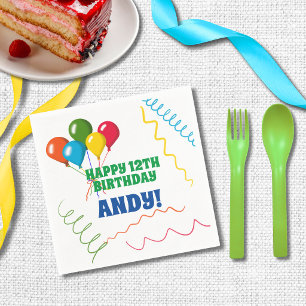 Guardanapo De Papel Feliz aniversário colorido com balões