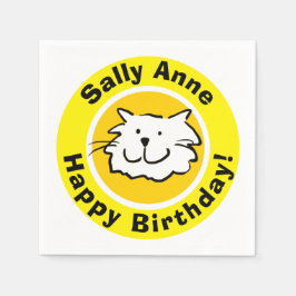 Guardanapo De Papel Feliz Aniversário com Nome, Amante de Gatos