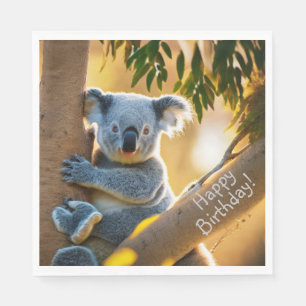 Guardanapo De Papel Feliz Aniversário Cute Koala Bear