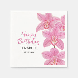 Guardanapo De Papel Feliz Aniversário da Flor Rosa Tropical