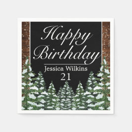 Guardanapo De Papel Feliz Aniversário da Floresta Neve Negra