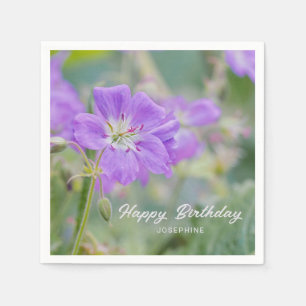 Guardanapo De Papel Feliz Aniversário da Foto de Flor Selvagem de Gera