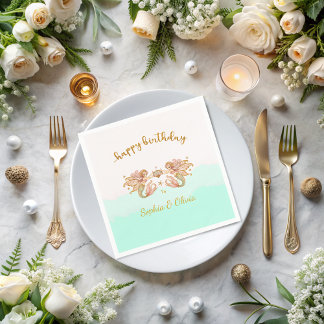 Guardanapo De Papel Feliz Aniversário da Sereia das Raparigas Gêmeas