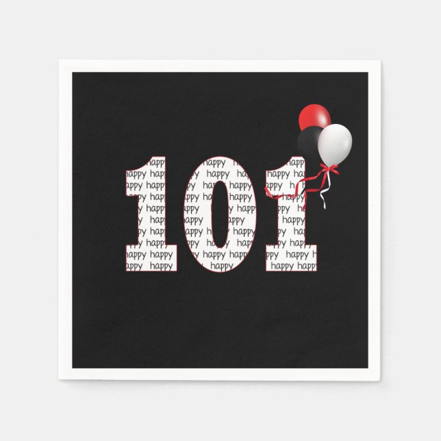 Guardanapo De Papel Feliz Aniversário De 101ruas Em Nápoles Negras (Frente)