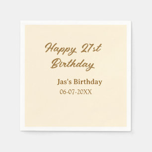 Guardanapo De Papel Feliz aniversário de 21 anos nome data pastel marr
