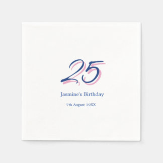 Guardanapo De Papel feliz aniversário de 25 anos nome data letra negri