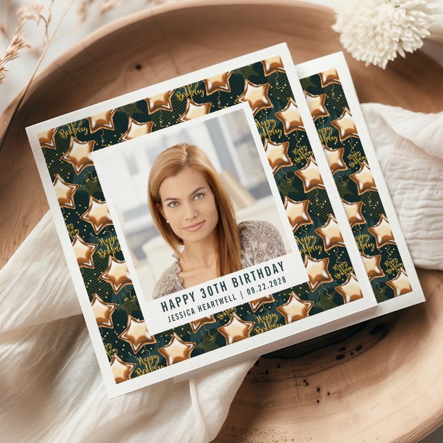 Guardanapo De Papel Feliz aniversário de 30 anos Foto Glam Star Balões (Criador carregado)