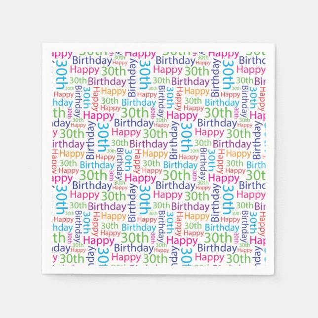 Guardanapo De Papel Feliz aniversário de 30 anos Napkins (Frente)