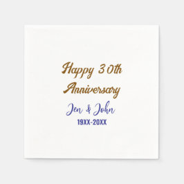 Guardanapo De Papel Feliz aniversário de 30 casamento ouro azul real