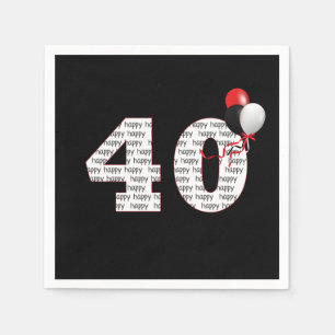 Guardanapo De Papel Feliz aniversário de 40 anos a preto