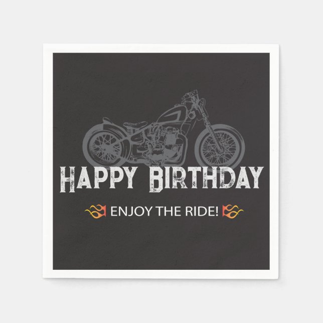 Guardanapo De Papel Feliz Aniversário de Motociclista (Frente)