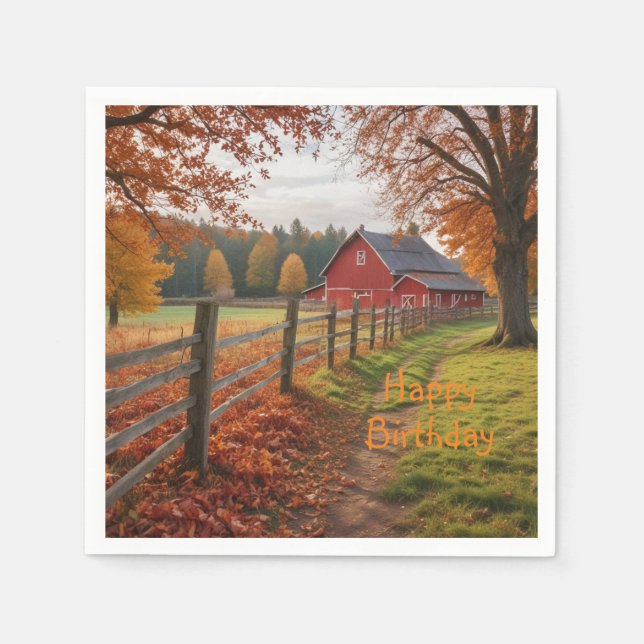 Guardanapo De Papel Feliz Aniversário de outono (Frente)