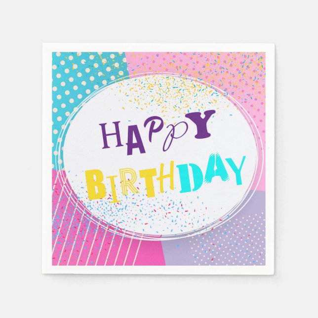 Guardanapo De Papel Feliz Aniversário - Design (Frente)