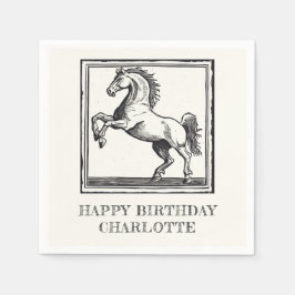 Guardanapo De Papel Feliz Aniversário do Adulto Equestre Vintage Horse
