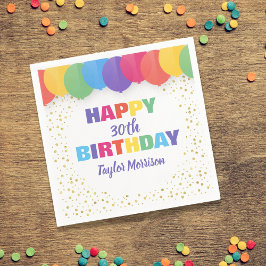 Guardanapo De Papel Feliz Aniversário do Ano Personalizado Nome Balões