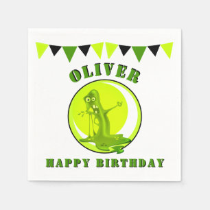 Guardanapo De Papel Feliz Aniversário do Criança do Monstro do Slime