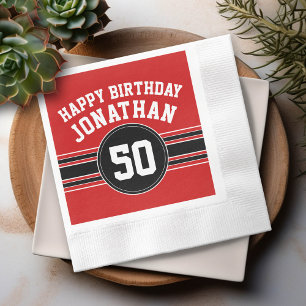 Guardanapo De Papel Feliz aniversário do Esporte Stripes com idade -