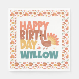 Guardanapo De Papel Feliz Aniversário do Gobble Gobble Turkey de Ação 