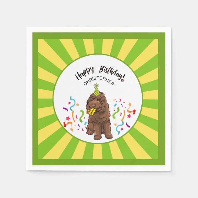 Guardanapo De Papel Feliz aniversário do Labradoodle - Partido Persona (Frente)
