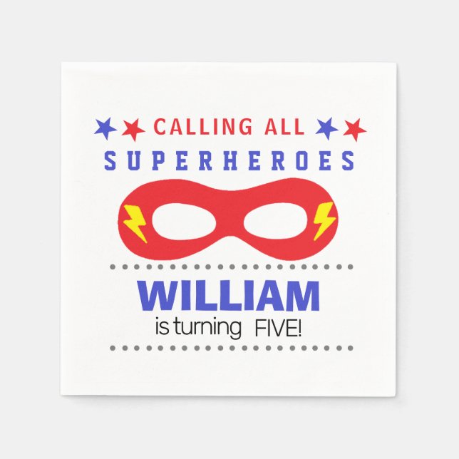Guardanapo De Papel Feliz aniversário do Superheres Party (Frente)
