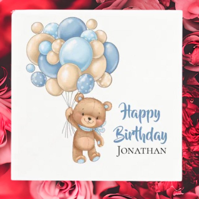 Guardanapo De Papel Feliz aniversário do ursinho - Branco (Planning A Party Is Fun When You Shop With Us. Find Everything You Need)