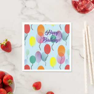 Guardanapo De Papel Feliz Aniversário dos Balões Minimalistas Colorido