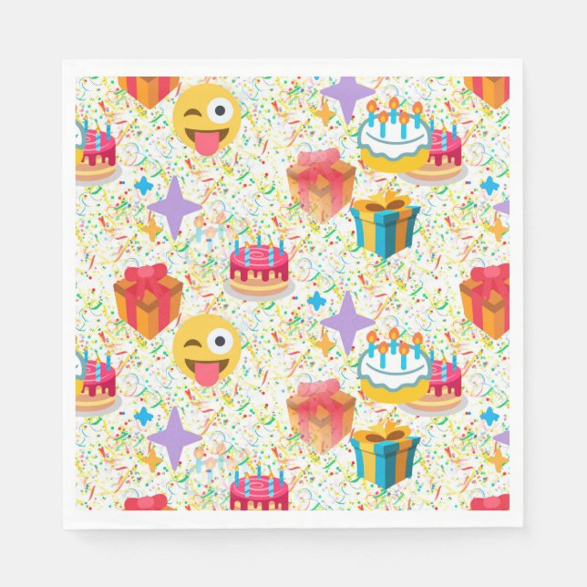 Guardanapo De Papel feliz aniversário emoji napkins (Frente)