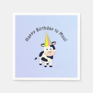 Guardanapo De Papel Feliz Aniversário Engraçado da Vaca Festa Moo