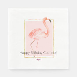 Guardanapo De Papel Feliz Aniversário Flamingo Rosa