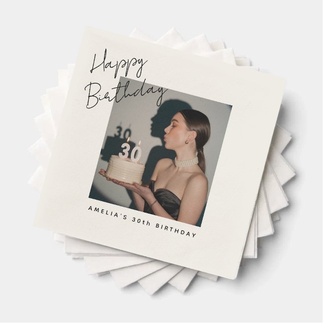 Guardanapo De Papel Feliz aniversário Foto personalizada aniversário (Criador carregado)