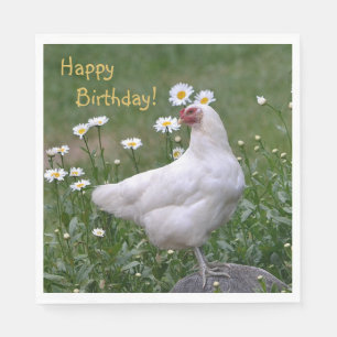 Guardanapo De Papel Feliz Aniversário Frango Com Margaridas