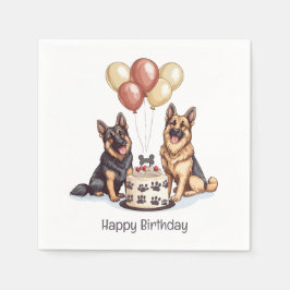 Guardanapo De Papel Feliz aniversário German shepherd Cães Bolo de Ani