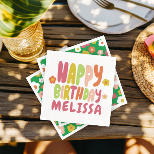 Guardanapo De Papel FELIZ ANIVERSÁRIO Groovy Daisies COROSO PERSONALIZ