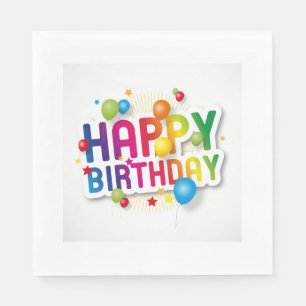 Guardanapo De Papel Feliz aniversario/guardanapo padrão branco do