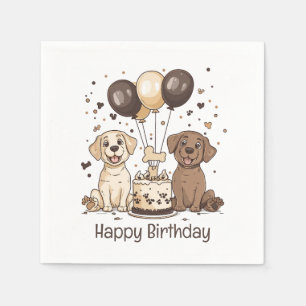 Guardanapo De Papel Feliz Aniversário Labrador Cachorros de Retriever