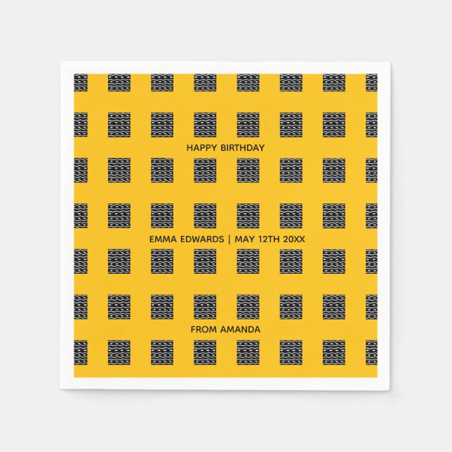 Guardanapo De Papel Feliz Aniversário, Lindo Padrão Étnico (Frente)