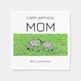 Guardanapo De Papel Feliz Aniversário Mãe, Zebras Felizes e Bonitas
