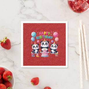 Guardanapo De Papel Feliz Aniversário, Meus Três Pandas,