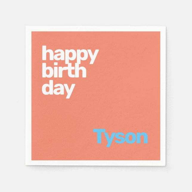 Guardanapo De Papel feliz aniversário mínimo de papel moderno de festa (Frente)